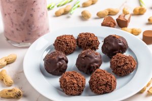 Chocolate balls smoothie and peanut butter cups kratom-infused snacks